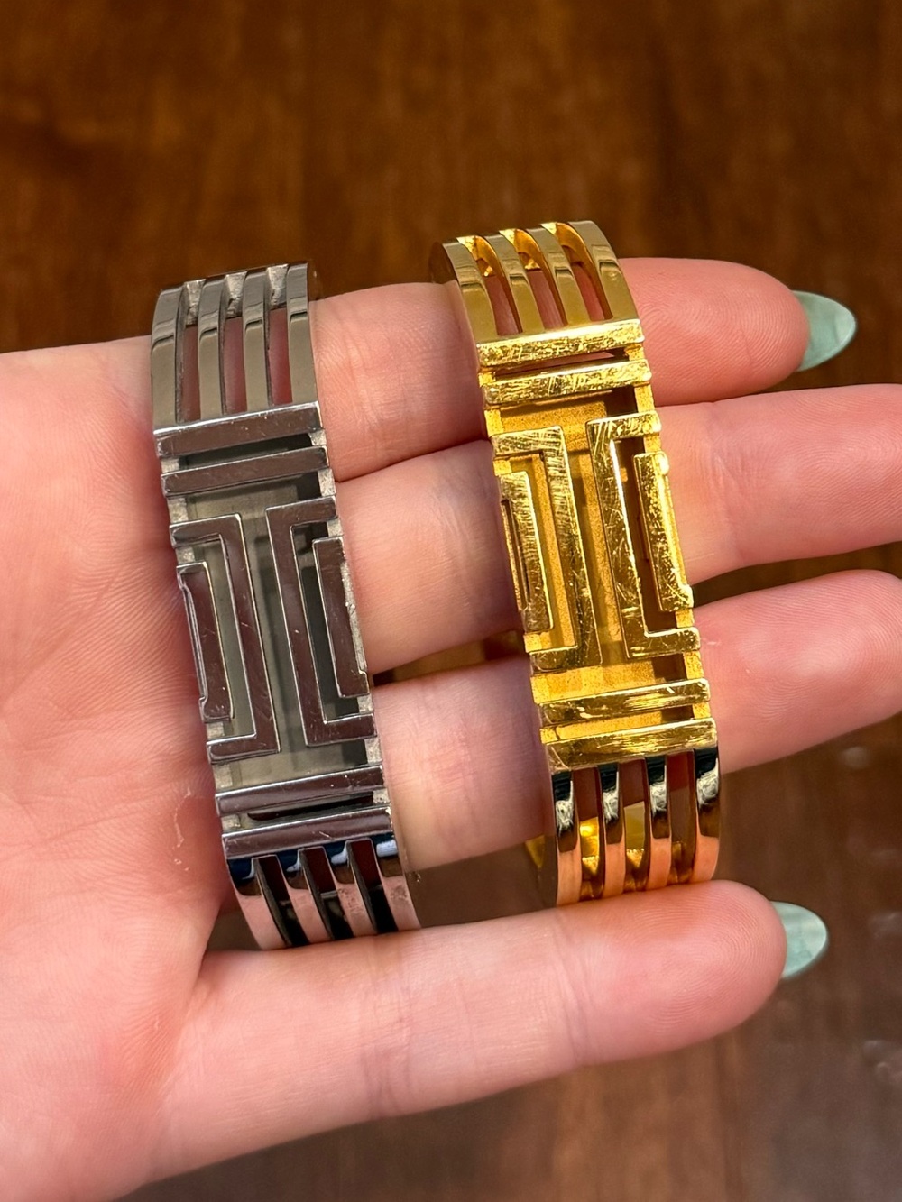 Set of 2 Tory Burch x Fitbit Flex Hinged Bangle Bracelet - Silver & Gold